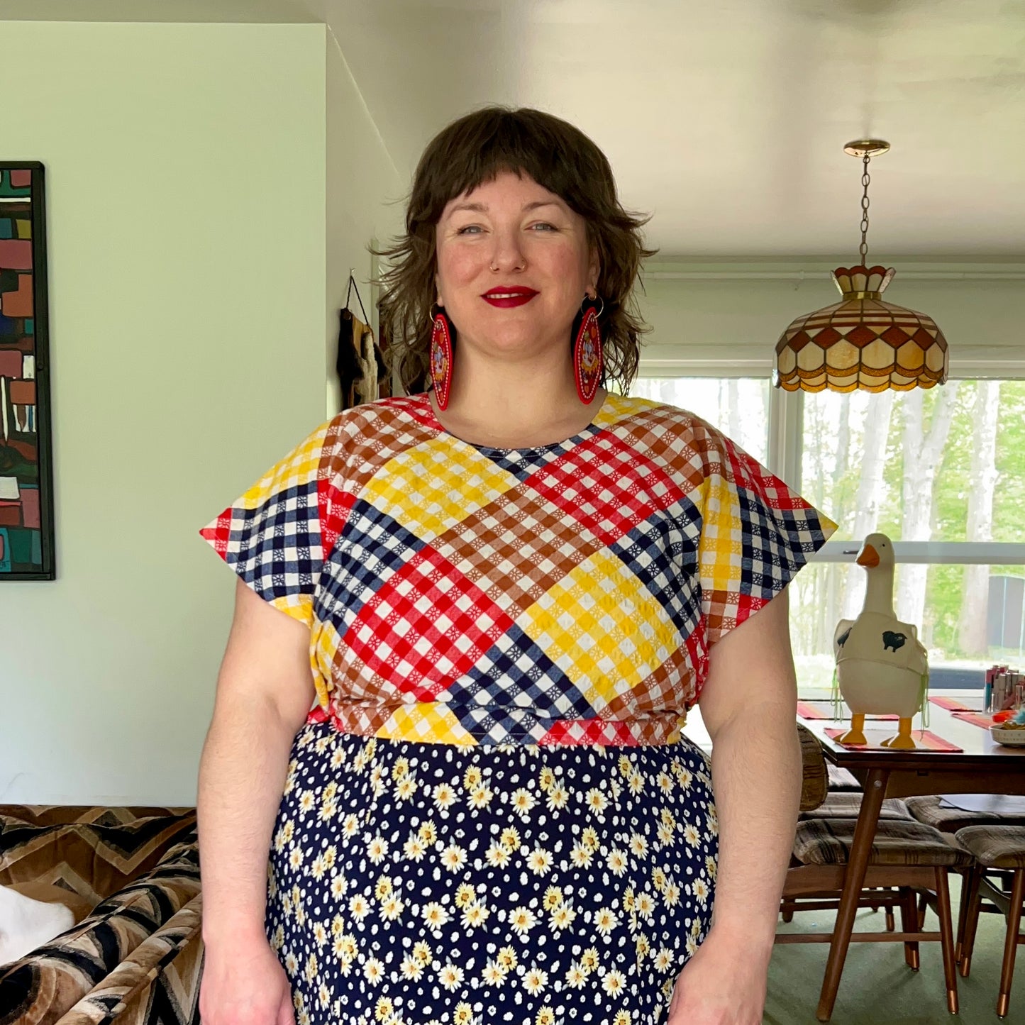 GINGHAM WRAP TOP