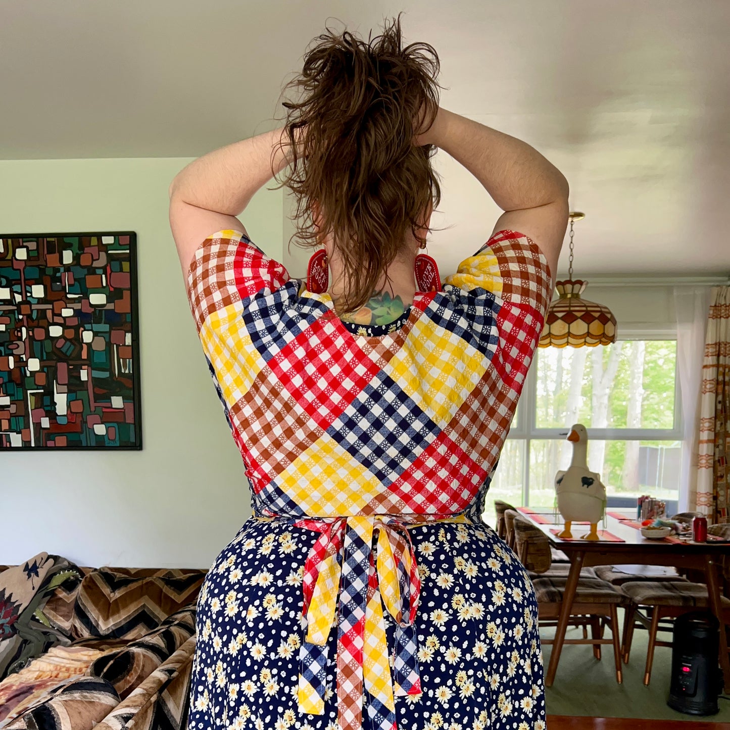 GINGHAM WRAP TOP