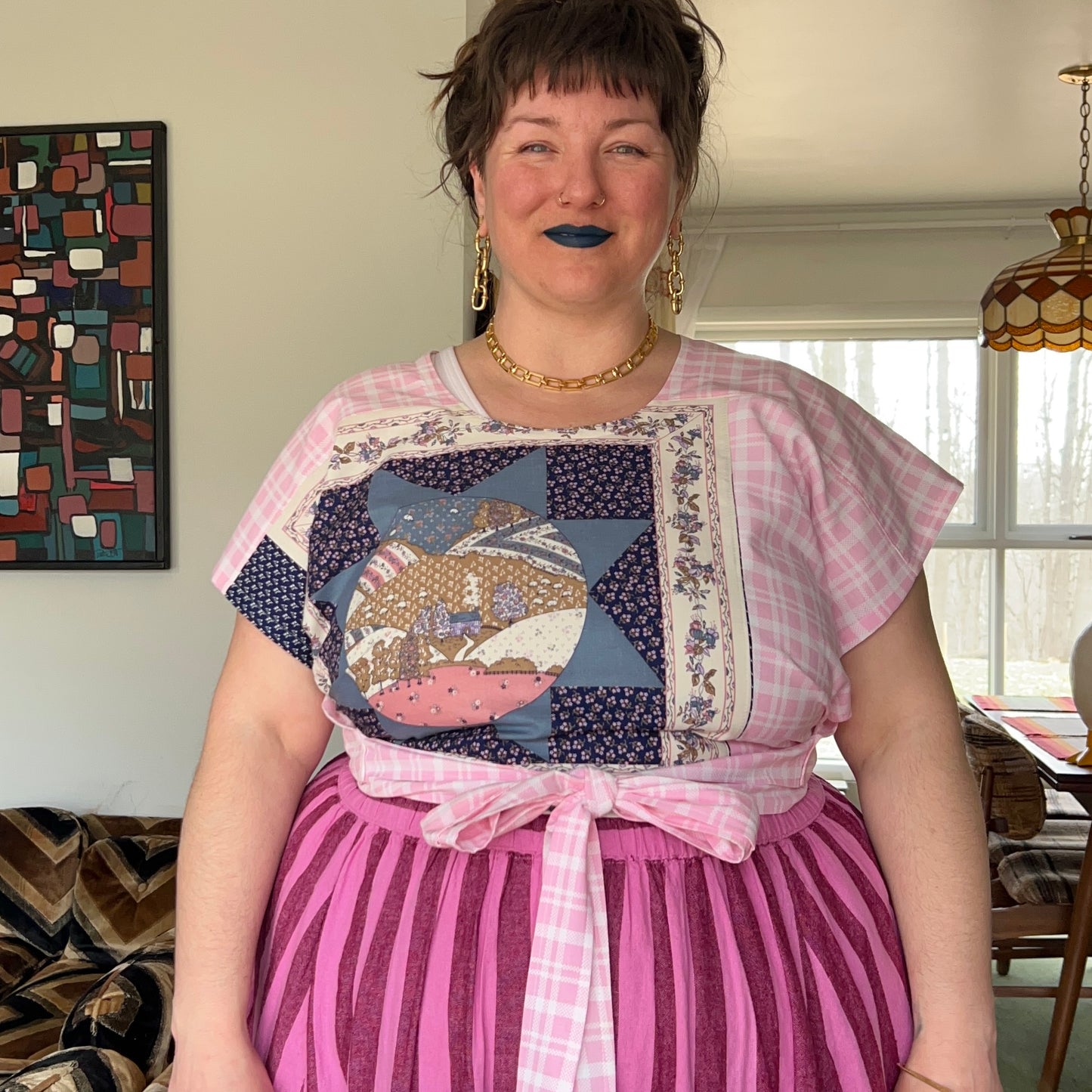 Pink Farm Wrap Top