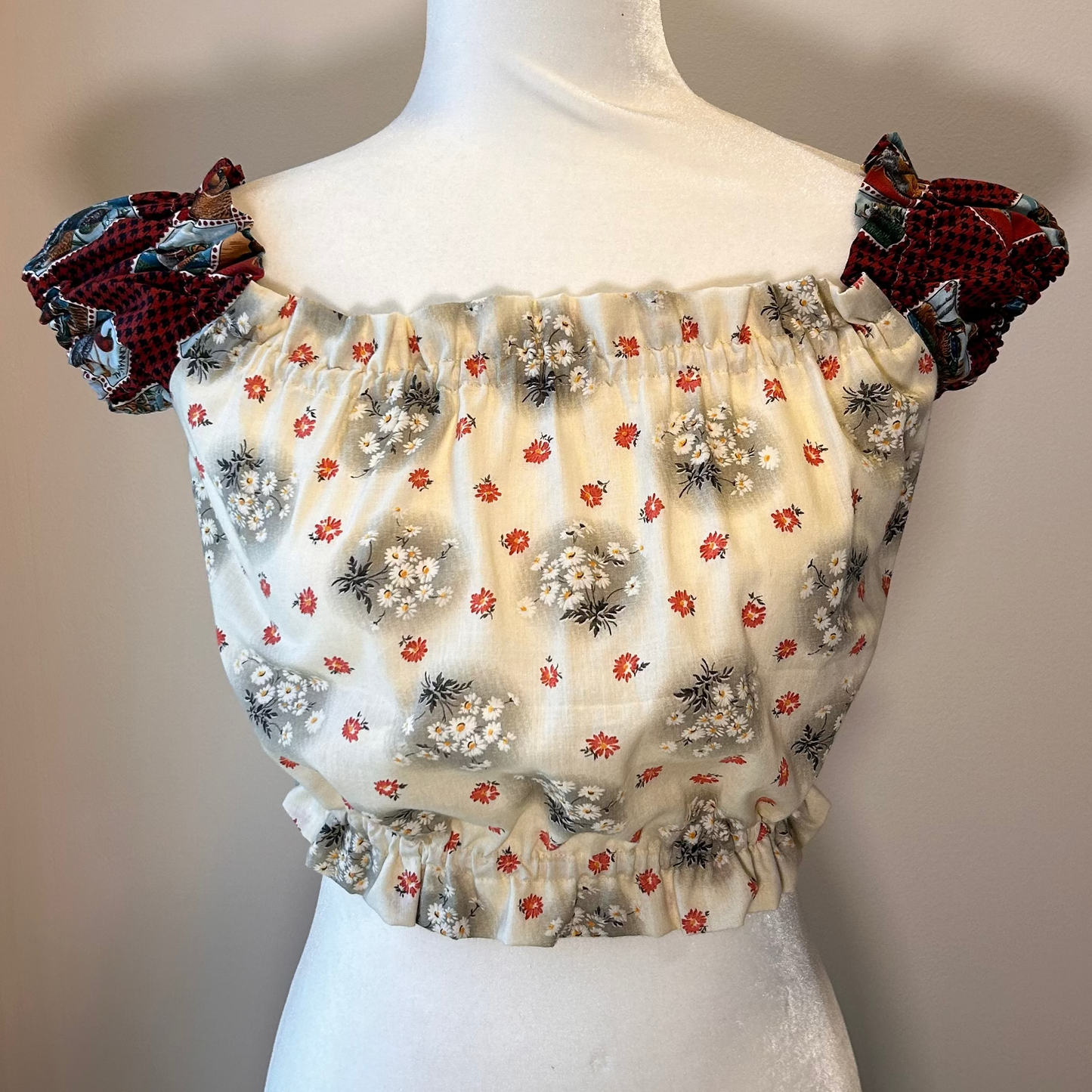 Duck sleeve & black floral top.